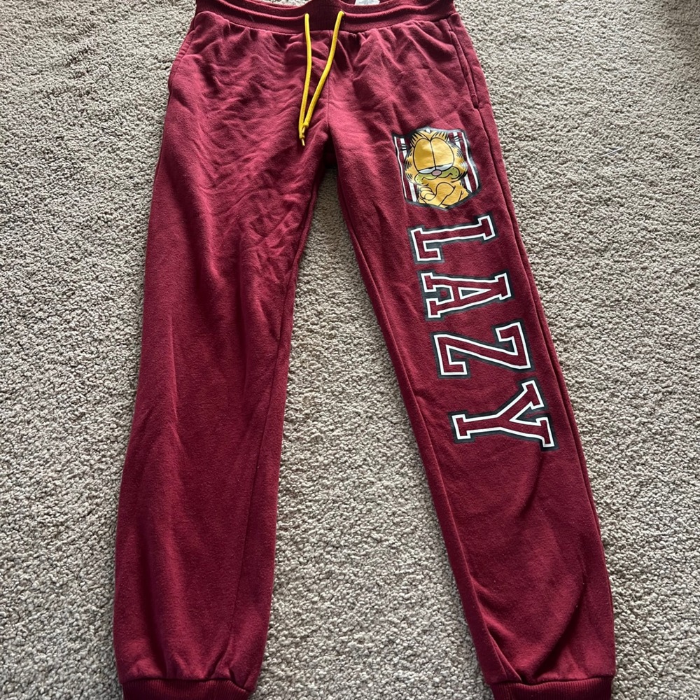 Garfield Nickelodeon Maroon Lazy Graphic Sweatpants Joggers LJ42207LB Womens M